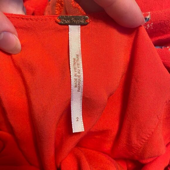 Free People Mockingbird Coral Red Floral Backless Mini Dress - Picture 6 of 8